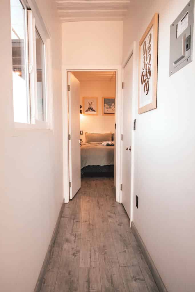 hallway with new flooring