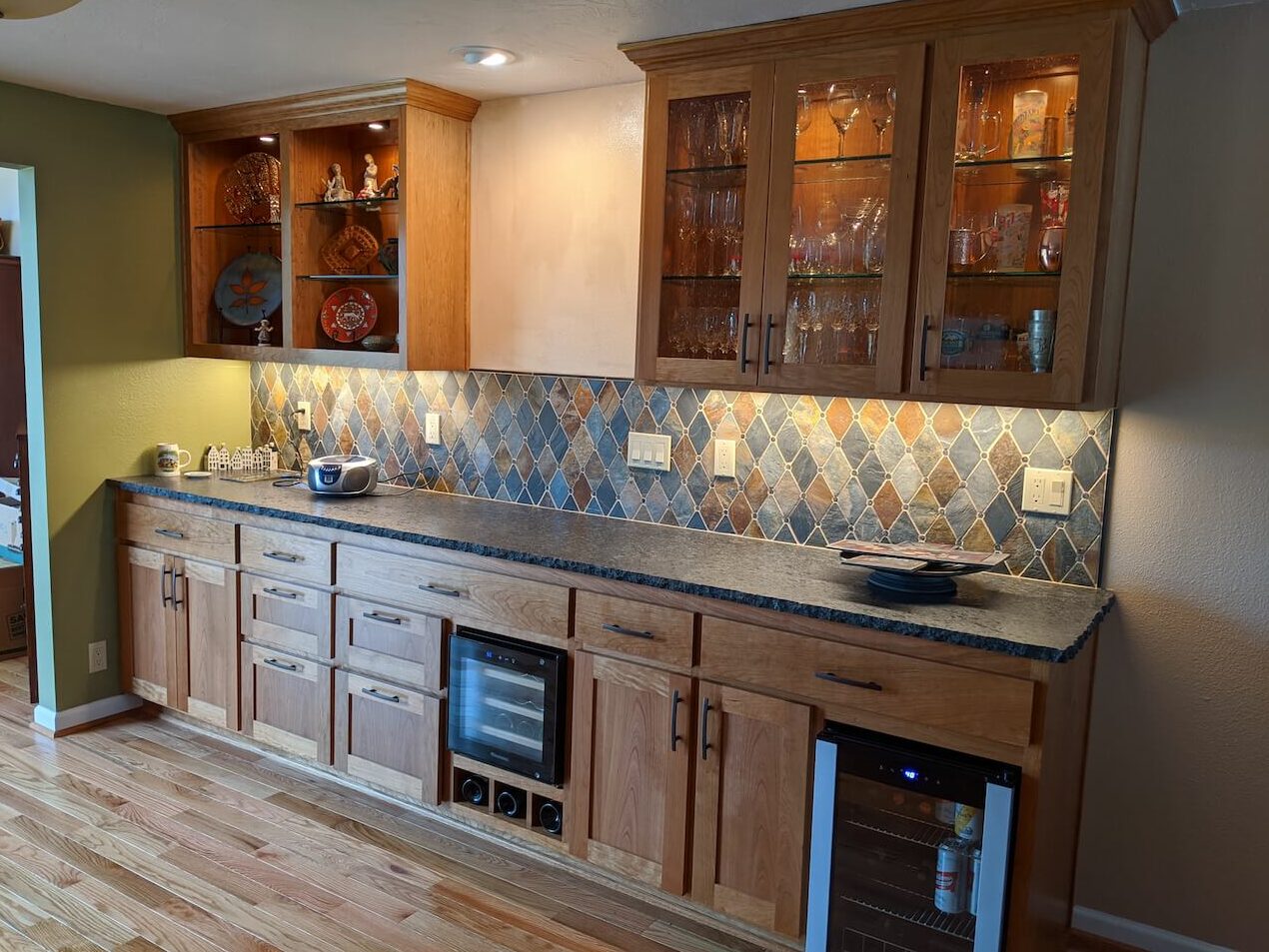 custom cabinetry and tilework